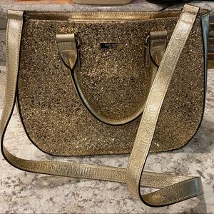 Kate Spade gold glitter large handbag